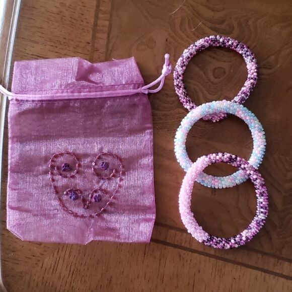 BRACELETS Hand Crafted crocheted, set of 3 - Picture 1 of 7